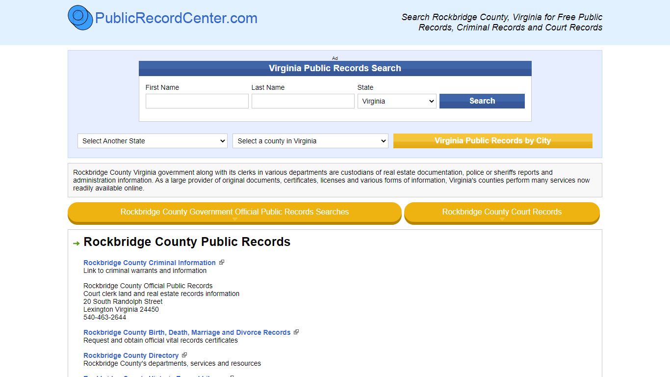 Rockbridge County Virginia Free Public Records - Court Records ...